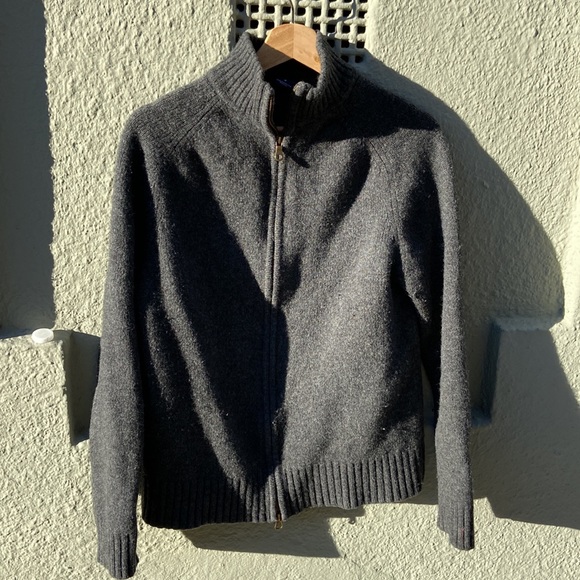 Gap lambs wool zip-up dark grey sweater- Men’s M - Picture 2 of 13